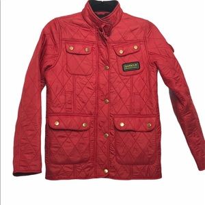 Red kids Barbour jacket